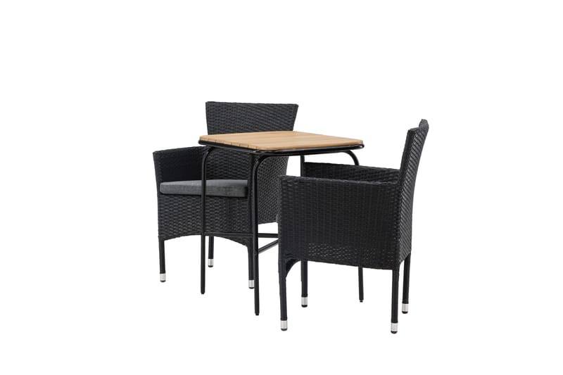 Holmbeck Cafésæt 70 cm + 2 Malina Armlænsstole - Sort/Brun - Havemøbler - Balkon - Balkonmøbler - Altansæt