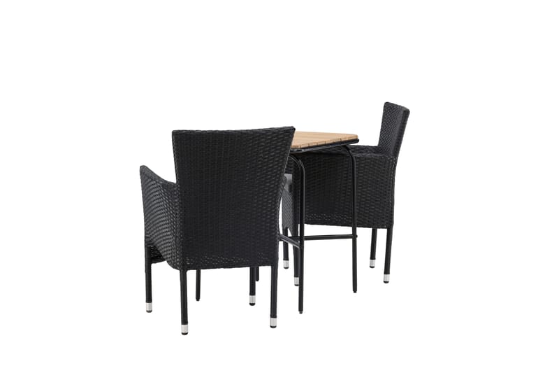 Holmbeck Cafésæt 70 cm + 2 Malina Armlænsstole - Sort/Brun - Havemøbler - Balkon - Balkonmøbler - Altansæt