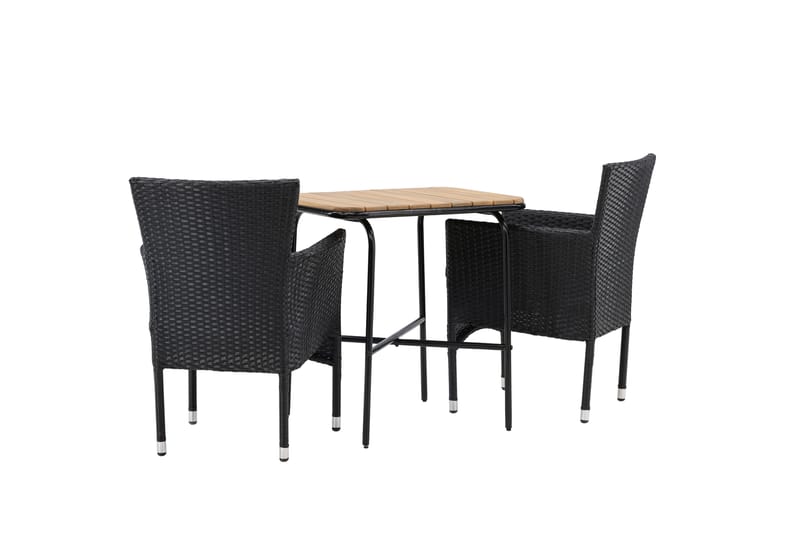 Holmbeck Cafésæt 70 cm + 2 Malina Armlænsstole - Sort/Brun - Havemøbler - Balkon - Balkonmøbler - Altansæt