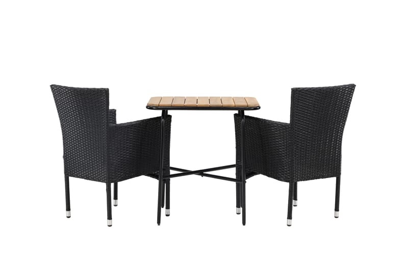 Holmbeck Cafésæt 70 cm + 2 Malina Armlænsstole - Sort/Brun - Havemøbler - Balkon - Balkonmøbler - Altansæt