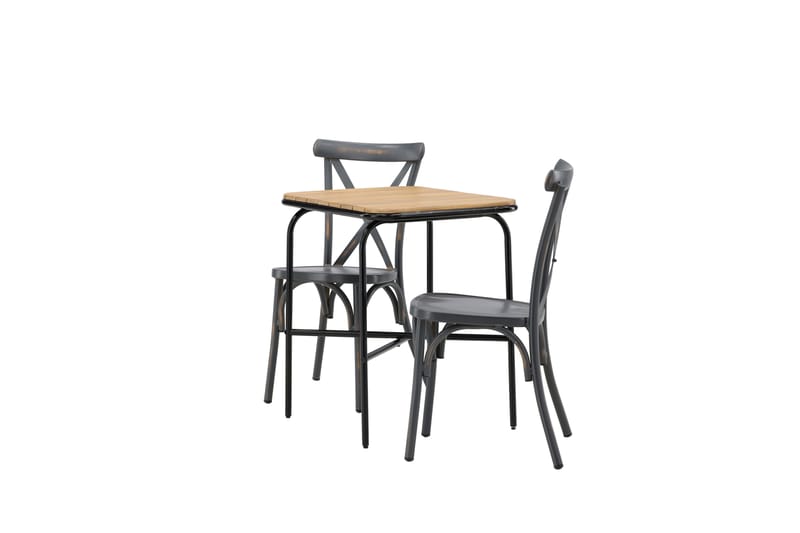 Holmbeck Cafésæt 70 cm + 2 Tablas Spisestole - Brun/Mørkegrå - Havemøbler - Balkon - Balkonmøbler - Altansæt