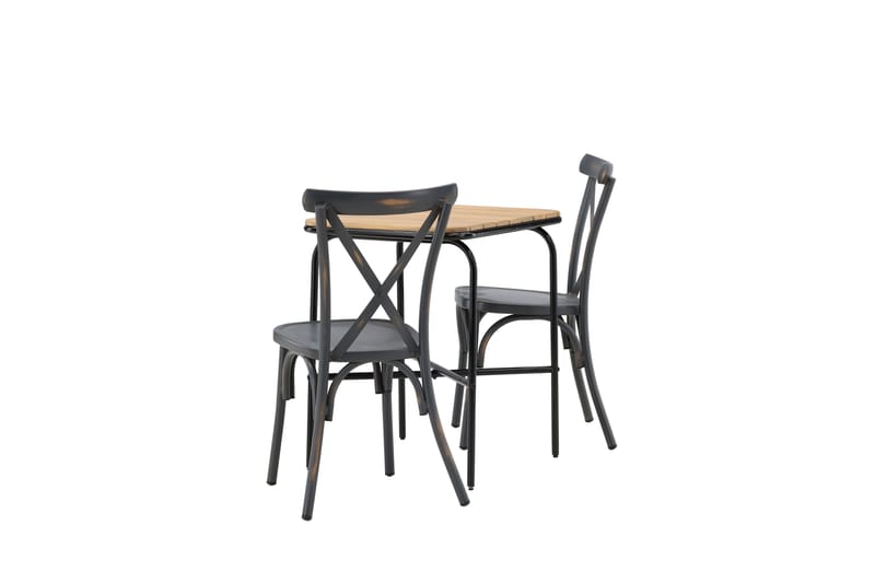 Holmbeck Cafésæt 70 cm + 2 Tablas Spisestole - Brun/Mørkegrå - Havemøbler - Balkon - Balkonmøbler - Altansæt