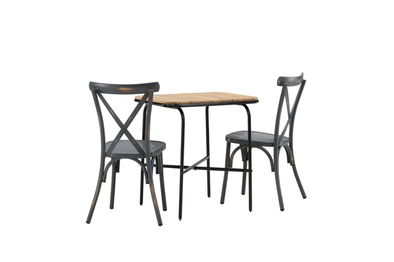 Holmbeck Cafésæt 70 cm + 2 Tablas Spisestole - Brun/Mørkegrå - Havemøbler - Balkon - Balkonmøbler - Altansæt