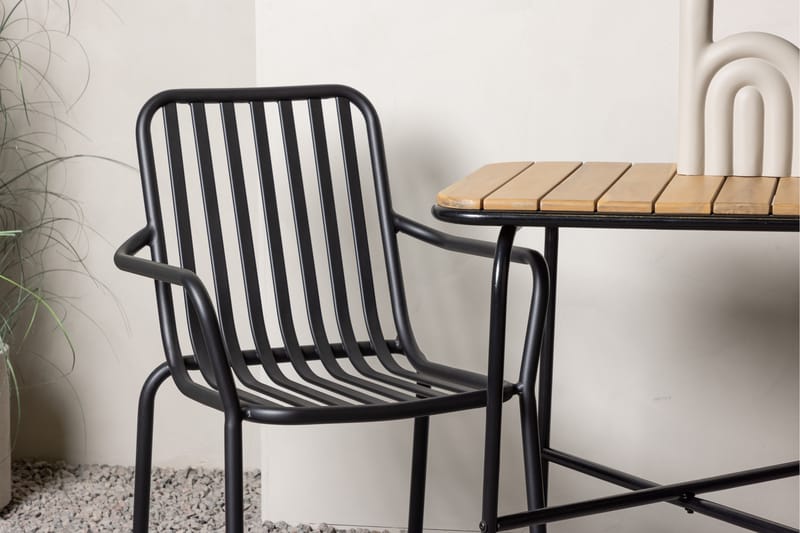 Holmbeck Cafésæt 70 cm + 2 Peking Armlænsstole - Sort/Brun - Havemøbler - Balkon - Balkonmøbler - Altansæt