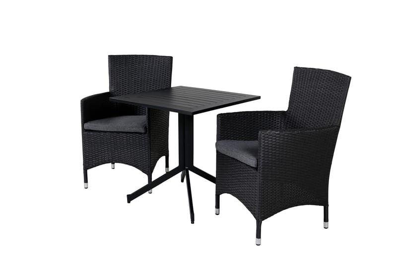 Way Cafésæt 70 cm + 2 Malin Armstole - Sort - Havemøbler - Balkon - Balkonmøbler - Altansæt