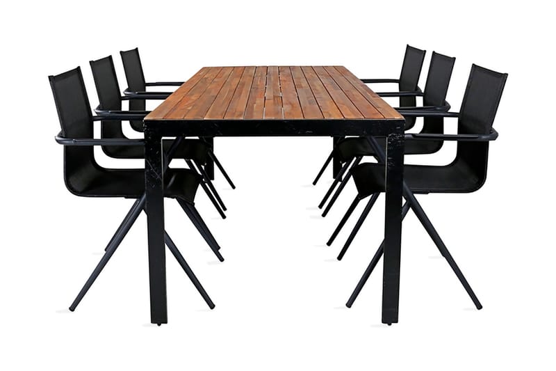 Bois Spisebordssæt 205cm + 6 Alina Stole Brun/Hvid - Venture Home - Havemøbler børn - Havesæt