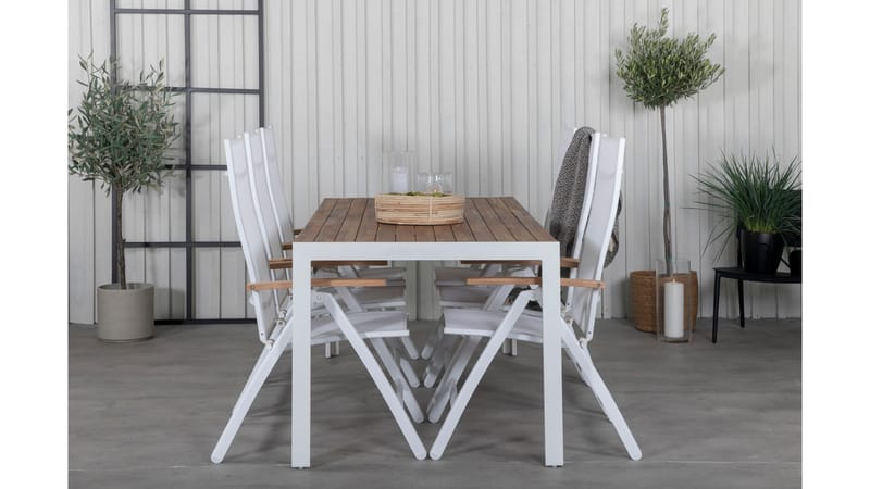 Bois Spisebordssæt 205cm + 6 Panama Positionsstole Sort/natu - Venture Home - Havemøbler børn - Havesæt