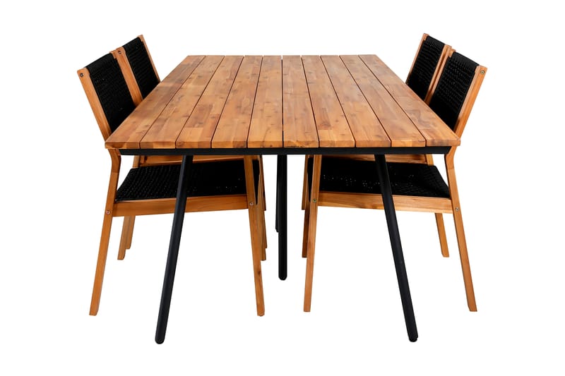 Chan Spisebordssæt 200cm + 4 Little Stole Sort/Grå - Venture Home - Havesæt