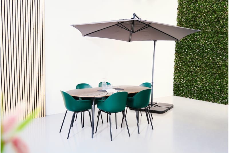 Columbia Spisebordssæt 195 cm Oval + 6 Myan Stole - Sort / Cappuccino / Grøn - Havemøbler børn - Havesæt