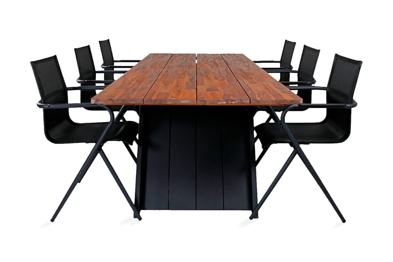 Doory Spisebordssæt 250cm + 6 Alina Stole Sort/natur - Venture Home - Havemøbler børn - Havesæt