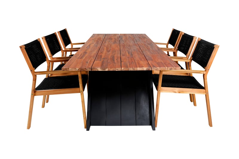 Doory Spisebordssæt 250cm + 6 Little Stole Sort/Grå - Venture Home - Havemøbler børn - Havesæt
