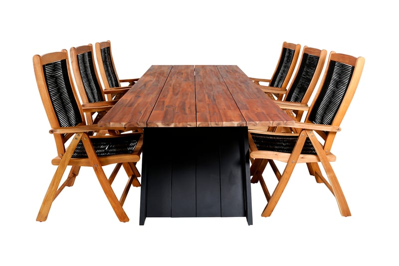 Doory Spisebordssæt 250cm + 6 Peter Positionsstole Sort/Grå - Venture Home - Havemøbler børn - Havesæt