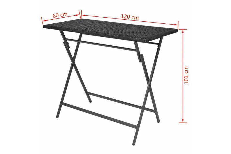 Foldbart Udendørs Spisebordssæt 5 Dele Stål Polyrattan Sort - Sort - Havemøbler - Udendørsgruppe - Havesæt