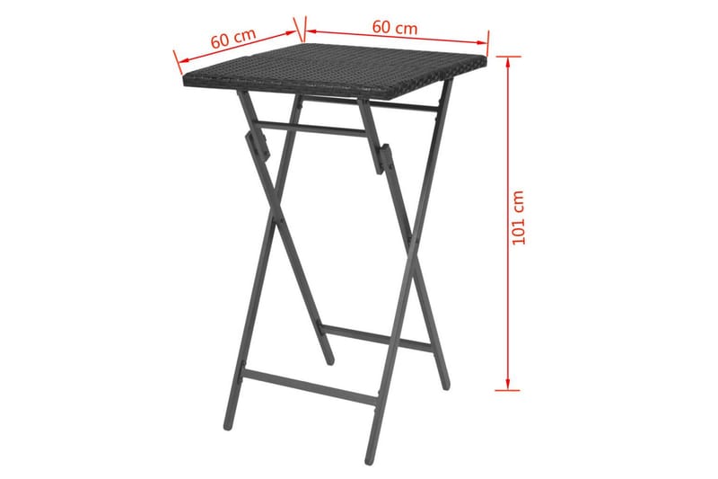 Foldbart Udendørs Spisebordssæt 5 Dele Stål Polyrattan Sort - Sort - Havemøbler - Udendørsgruppe - Havesæt