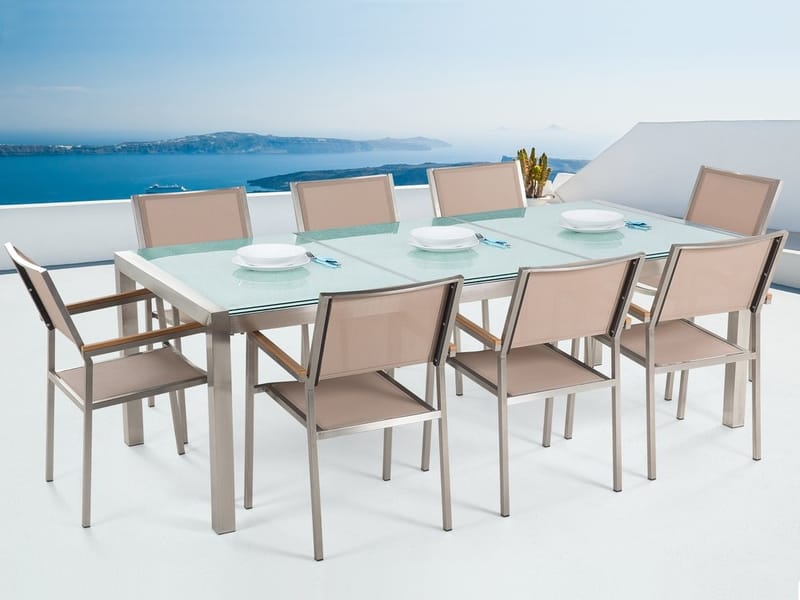 Grosseto havemøbler med bord + 8 stole - Beige - Havemøbler - Udendørsgruppe - Havesæt