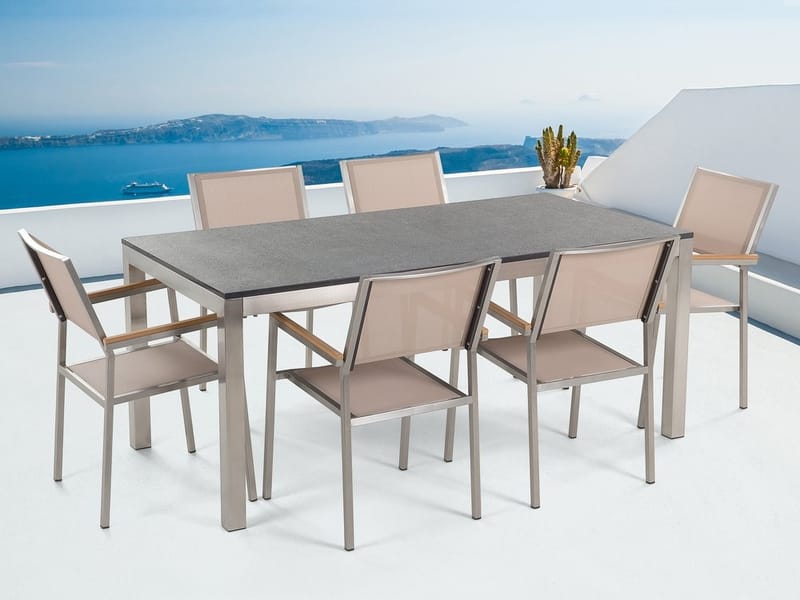 Grosseto Havemøbler med bord + Stole 6 stk - Beige - Havemøbler børn - Havesæt