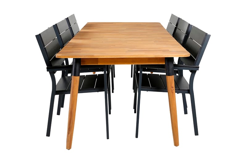 Julian Spisebordssæt 210cm + 6 Levels Stabelbare stole Sort/ - Venture Home - Havemøbler børn - Havesæt