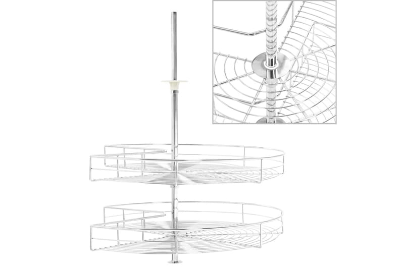 køkkenkurv i trådnet 2 niveauer 270 grader 71x71x80 cm - Sølv - Havemøbler - Udendørsgruppe - Havesæt
