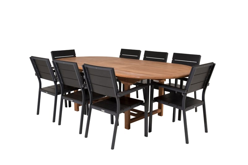 Kenya Spisegruppe 180-240x120 cm + 8 Levels Stabelbar stol - Teak - Havemøbler - Udendørsgruppe - Havesæt