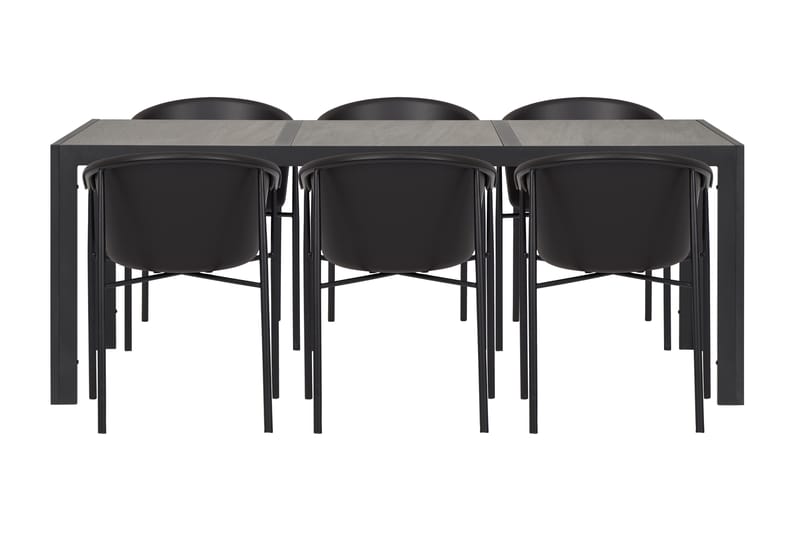 Kenys Spisebordssæt 195 cm + 6 Verias stole - Sort / grå - Havemøbler børn - Havesæt