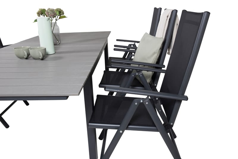 Levels Udvideligt Spisebordssæt 160cm + 6 Break Stole Sort/G - Venture Home - Havesæt