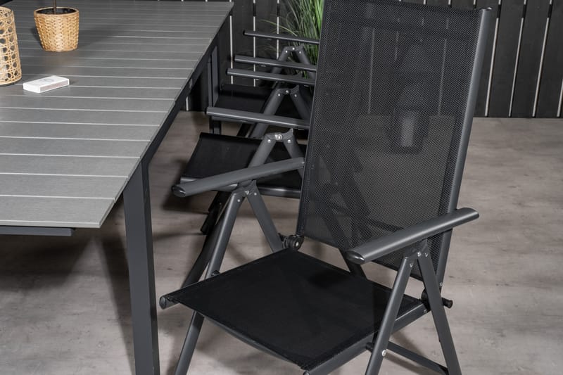 Levels Udvideligt Spisebordssæt 160cm + 6 Break Stole Sort/G - Venture Home - Havesæt