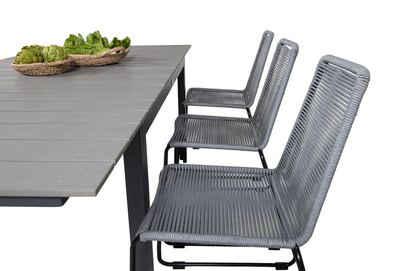 Levels Udvideligt Spisebordssæt 160cm + 6 Lindos Stole Sort/ - Venture Home - Havesæt