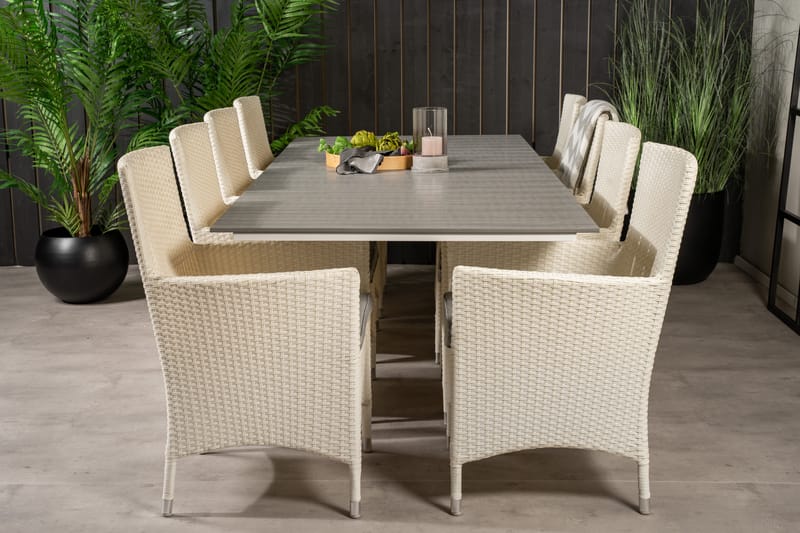 Levels Udvideligt Spisebordssæt 160cm + 8 Malin Stole Antrac - Venture Home - Havemøbler børn - Havesæt