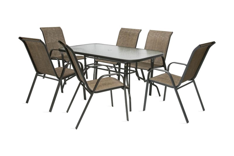 Møbelsæt DUBLIN bord og 6 stole farve: mørkebrun - Havemøbler børn - Havesæt