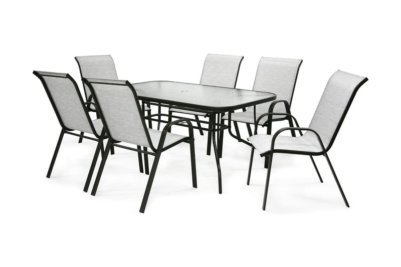 Møbelsæt DUBLIN bord og 6 stole farve: sølvgrå - Havemøbler børn - Havesæt