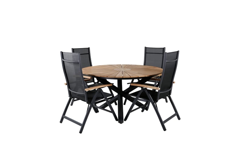 Mexico Spisebordssæt Ø140cm + 4 Panama Positionsstole Brun/S - Venture Home - Havesæt