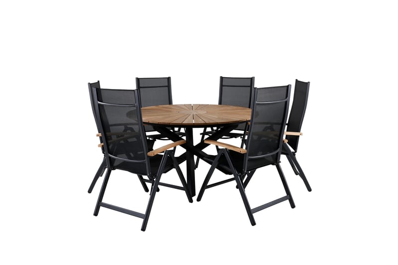 Mexico Spisebordssæt Ø140cm + 6 Panama Positionsstole Brun/H - Venture Home - Havesæt