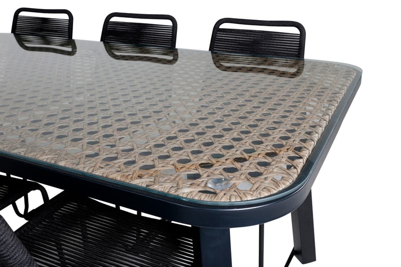 Paola Spisebordssæt 200cm + 6 Lindos Stabelbare stole Sort - Venture Home - Havemøbler børn - Havesæt