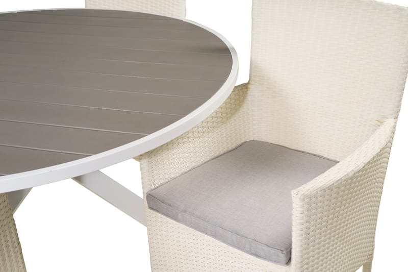 Parma Spisebordssæt Ø140cm + 4 Malin Armstole Sort/Grå - Venture Home - Havesæt