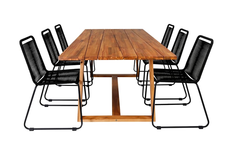 Plankton Spisebordssæt 220cm + 6 Lindos Stabelbare stole Hvi - Venture Home - Havemøbler børn - Havesæt