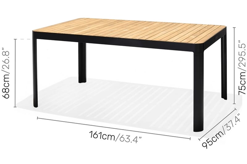 Portals Spisebordssæt 161 cm + 2 bænk - Sort / træ - Havemøbler - Udendørsgruppe - Havesæt