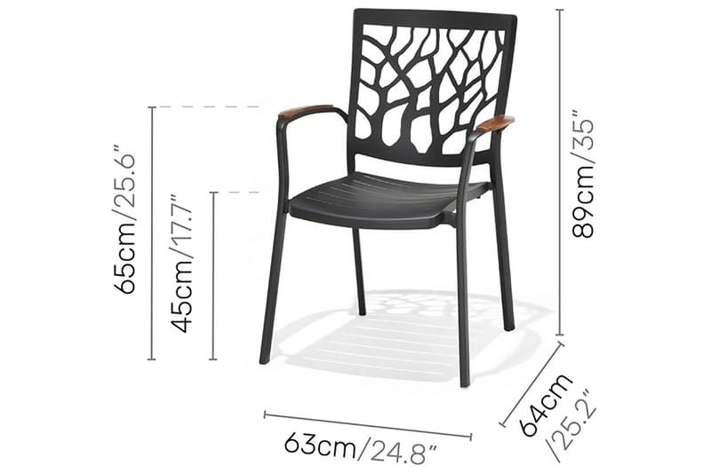 Portals Spisebordssæt 161 cm + 4 lænestole - Sort / træ - Havemøbler - Udendørsgruppe - Havesæt