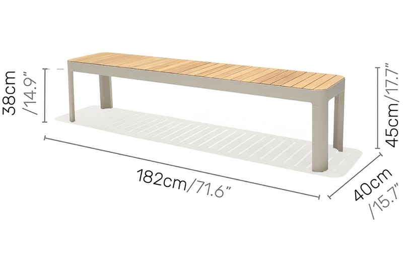 Portals Spisebordssæt 209 cm + 2 bænk - Hvid / træ - Havemøbler - Udendørsgruppe - Havesæt