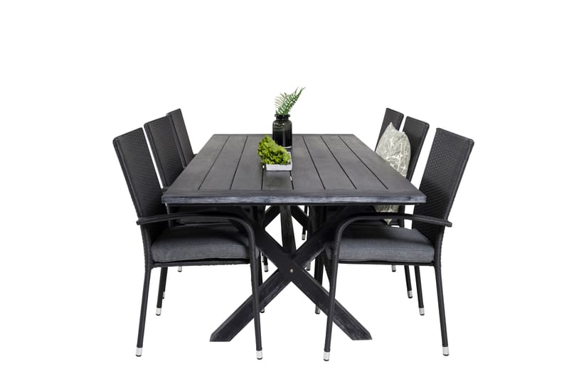 Rives Spisebordssæt 200cm + 6 Anna Armstole Natur - Venture Home - Havesæt