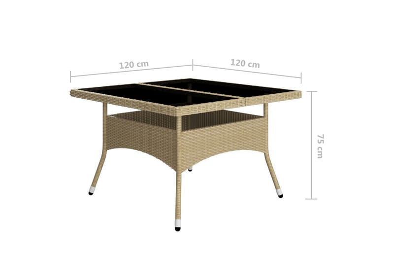 Spisebordssæt Til Haven 9 Dele Polyrattan og Glas Beige - Beige - Havemøbler - Udendørsgruppe - Havesæt