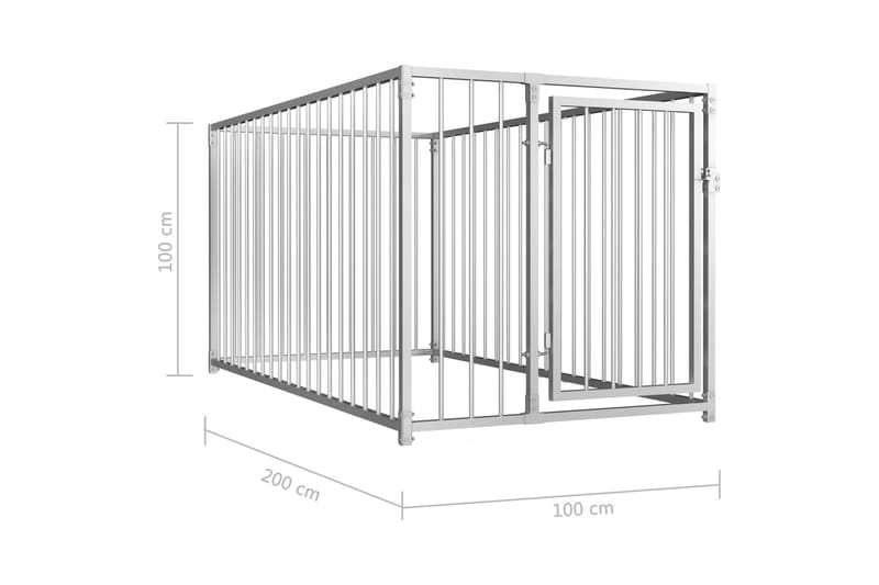 udendørs hundeløbegård 100x200x100 cm - Sølv - Havemøbler - Udendørsgruppe - Havesæt