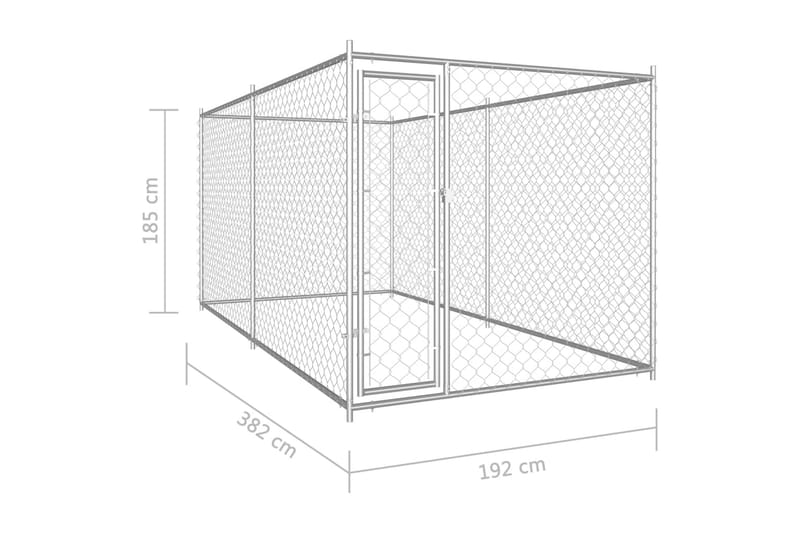 udendørs hundeløbegård 382x192x185 cm - Sølv - Havemøbler - Udendørsgruppe - Havesæt