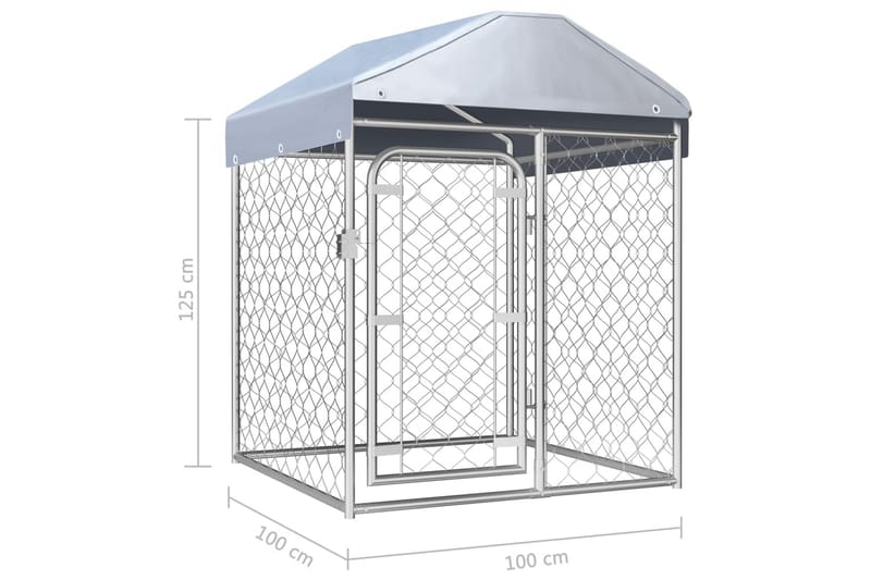 udendørs hundeløbegård med tag 100x100x125 cm - Sølv - Havemøbler - Udendørsgruppe - Havesæt