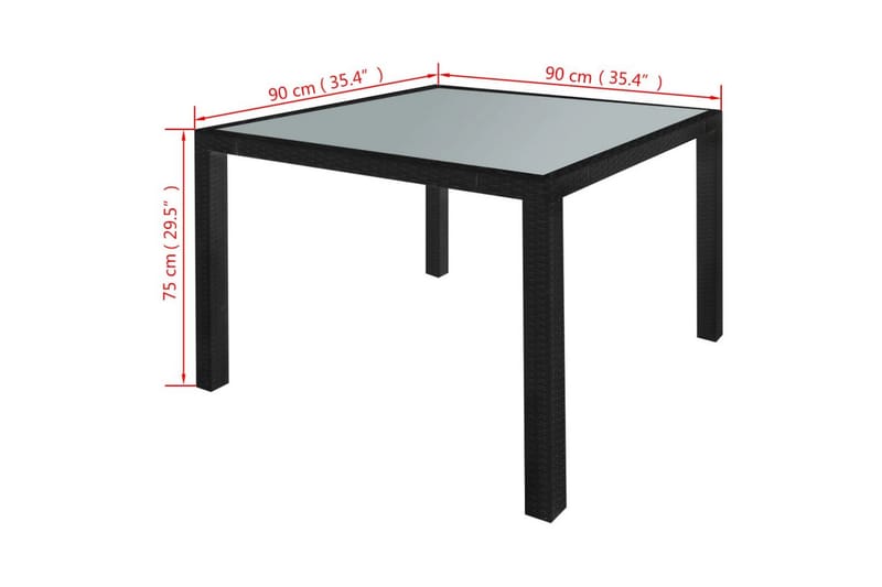 Udendørs Spisebordssæt 5 Dele Med Hynder Polyrattan Sort - Sort - Havemøbler - Udendørsgruppe - Havesæt