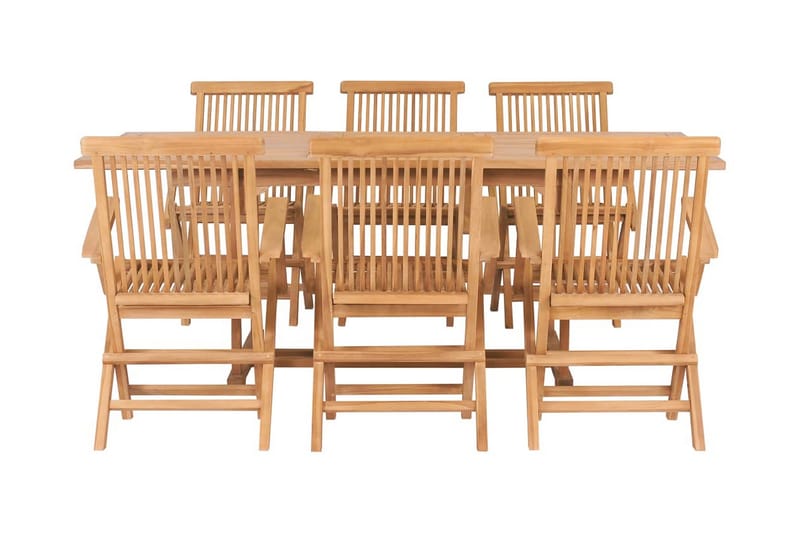 Udendørs Spisebordssæt 7 Dele 150-200X100X75 Cm Massivt Teak - Brun - Havemøbler - Udendørsgruppe - Havesæt