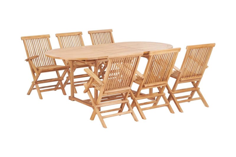 Udendørs Spisebordssæt 7 Dele 150-200X100X75 Cm Teak - Brun - Havemøbler - Udendørsgruppe - Havesæt