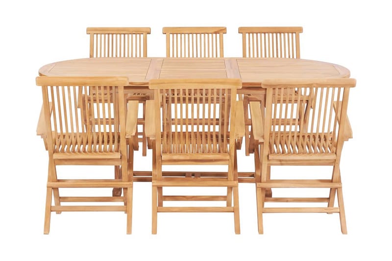 Udendørs Spisebordssæt 7 Dele 150-200X100X75 Cm Teak - Brun - Havemøbler - Udendørsgruppe - Havesæt