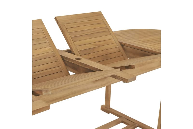 Udendørs Spisebordssæt 9 Dele 180-280X100X75 Cm Massivt Teak - Brun - Havemøbler - Udendørsgruppe - Havesæt