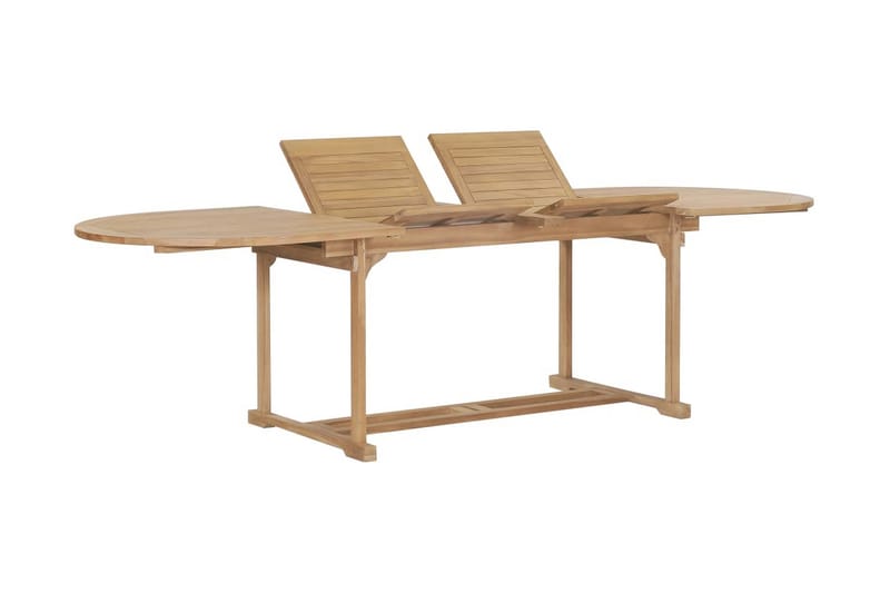 Udendørs Spisebordssæt 9 Dele 180-280X100X75 Cm Massivt Teak - Brun - Havemøbler - Udendørsgruppe - Havesæt