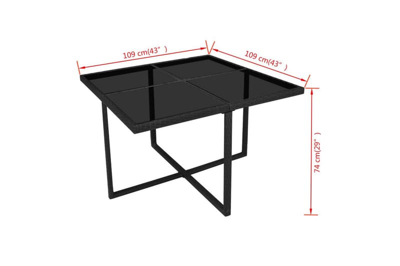 Udendørs Spisebordssæt 9 Dele Med Hynder Polyrattan Sort - Sort - Havemøbler - Udendørsgruppe - Havesæt